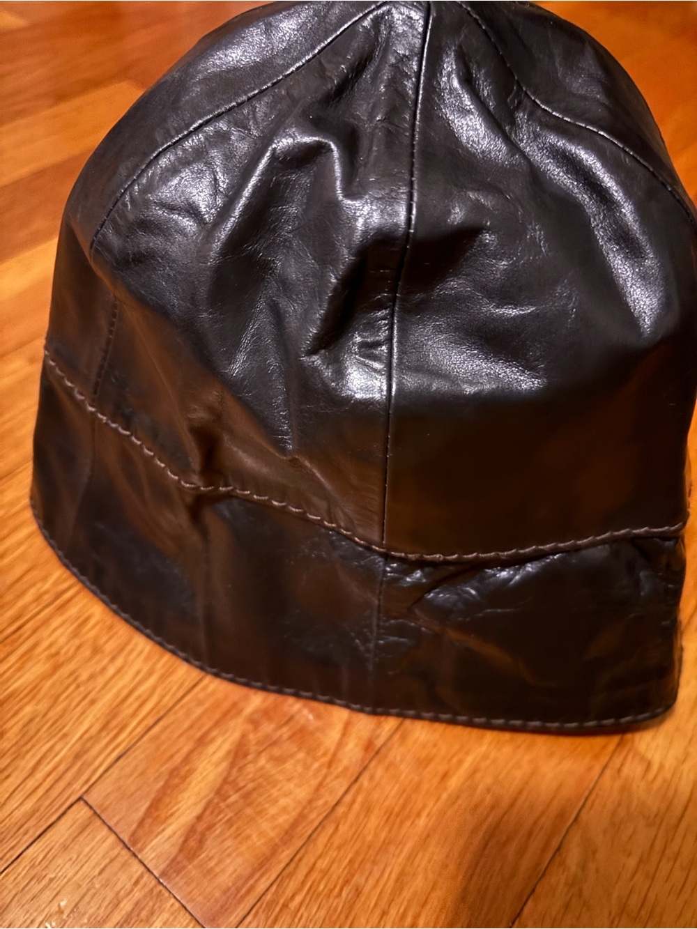Armani Exchange A|X Black Leather Bucket Hat. Unisex, One Size, Satin-lined. EUC